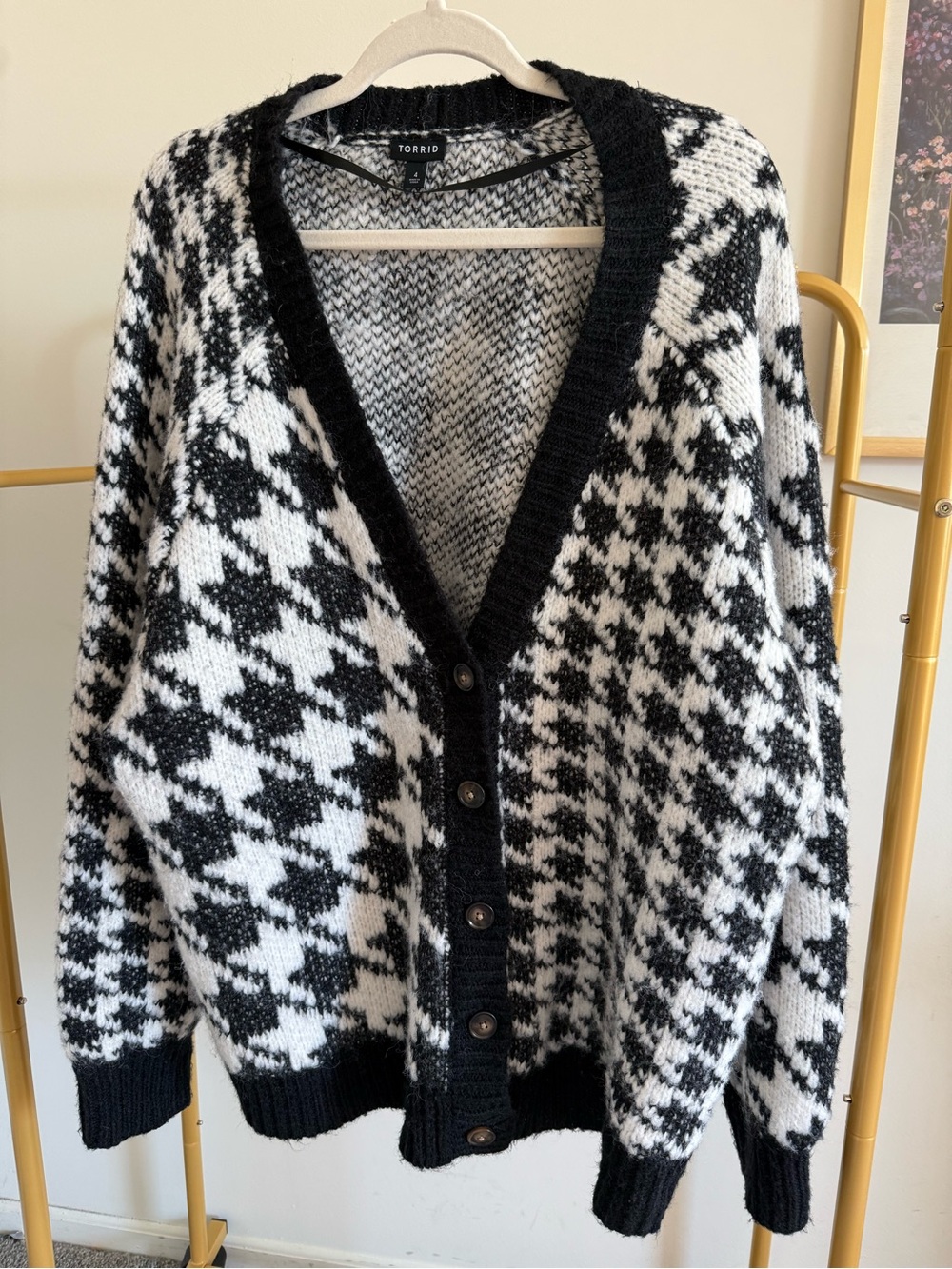 torrid Black & White Houndstooth Button Cardigan